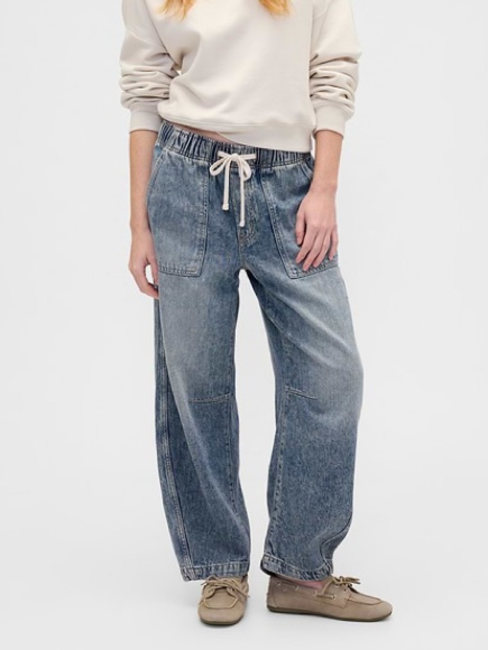 GAP Barrel Jeans Mid Rise Super Soft Pull On Size XL